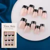 False Nails VITAGWX Elegant French Full Cover Press On Nail Tips Reusable Stick Decorated Simple 24 Pcs Fake Set