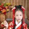 Accessori per capelli Forcina per bambini in stile antico Hanfu Girl Tang Suit Bellissimo classico copricapo festivo con nappa e campana