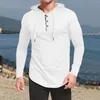 Pulls pour hommes Printemps Couleur unie Slim Fit T-shirt à manches longues Petit col en V Respirant Manteau de sport Gaufre Coton Casual