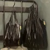 Borse da sera Borsa portaoggetti portatile plissettata e sgualcita argento lucida Borsa a tracolla personalizzata europea americana per donna