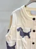 Truien Designer Vest Dames Trui Lange mouwen Contrasterende Hond Print Ronde Hals Gebreide Top Mode Warme Jas Herfst Dames Vest