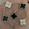 designer Van Clover Bracelet Classic 925 Sterling Silver Clover Five Flowers Bracelet Colourless Reversible Crafts Girlfriend Gift with box