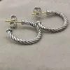 Designer Dy Luxury Twisted Pearl HeadDY American luxury Fashion Brand Jewelry Cable Hoop Earrings in Sterling Silver For Women's earrings