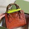 Ombro Cosmético Crossbody Bag Bolsa Bolsa Totes Crocodilo Jacaré Simples Letras Duplas Bambu Carteira Conjunta Compras Mulheres Lu323M