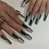 False Nails Black Grey Cat Eye Long T Ballet Nail Gradual Fake Gold Joy Versatile Enhancement Sheet Detachable Removal