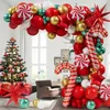 Décorations de Noël 147pcs Ballons Garland Arch Kit Rouge Blanc Métallique Or Ballon Vert pour la fête 231202