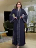 Robes décontractées EID Robe musulmane pour les femmes Dubaï Kaftan Flare manches Abaya Jalabiya Turquie Ramadan Islam Party Abayas Robe Ceinture Caftan