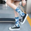 Women Socks Tanabata Ink Literary Artistic Tie Dye For Men Cotton Bortable Ins Monochrome White Black Hip-Hop Happy Kpop