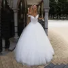 Vestidos de casamento requintados fora do ombro para noiva profundo decote em v tule sem costas apliques destacáveis atraentes personalizados