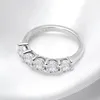 Bröllopsringar Smyoue White Gold D Color 4mm Ring for Women 1.5CT Stone Match Diamond Wedding Band Bride S925 Sterling Silver GRA 231202