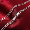 Chains AGLOVER 925 Sterling Silver 16 18 20 22 24 26 28 30 Inch 4MM Link Necklace For Woman Man Fashion Wedding Jewelry Gift230K