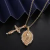 Mode katolsk Jesus Crucifix Cross Virgin Mary Pendant Necklace Religion Faith Clavicle Necklace232y