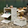 Camp Furniture Outdoor Camping Folding Tourist Table Storage Box Car Side Opening Door Wooden Lid