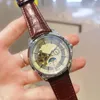 Relógios masculinos de ouro de luxo Moon Phase Top marca moda masculina relógio mecânico automático pulseira de couro 42mm relógios de pulso volante à prova d'água para homem presente de natal