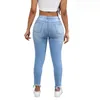 Kvinnor Casual Jeans Hiphop Slim Ripped Kne Holes Vintage Tassel Bleached Middle Midje Fit kvinnliga byxor Hög kvalitet