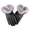 Gants sans doigts mode femmes chaud épais en cuir hiver élégant dames marque mitaines taille libre avec fourrure de lapin femme 231204