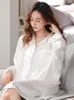 Damen-Nachtwäsche, Damen-Eis-Seiden-Nachthemden für den Frühling, Spitze, weißes Nachthemd, hochwertiges Schlafkleid, Heimkleidung, weiblich