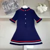 New designer girl Jersey dress high quality child dresses Size 100-160 baby skirt Half sleeved round neck Kids frock Nov25