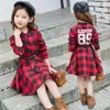 Girl s Dresses Girl Dress Fashion Plaid Shirt For Girls Single breasted Kids Party With Sashes Autumn England Clothes 231204