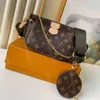 10A 10A Top Tier 3 pezzi Mutil Pochette Borsa Specchio Qualità Donna Tela Piccola Borsa Designer di lusso Spalla a tracolla Borse con tracolla a catena dorata con portamonete da parete