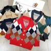 Ställer in barnjackor rocken Spring Autumn Baby Sweater Children's Knit Sweater Cardigan Boy Girl Treasure Coat Långärmad tröja 231202