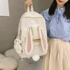 Zaino Kawaii Bunny Zaino da scuola per ragazza liceale bianco giapponese Borsa da coda di coniglio 3D Borsa femminile impermeabile di grande capacità Mochila Y276q