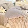 Beddengoedsets Effen Kleur Dikker Winter Warm Konijn Pluche Set Zacht en Comfortabel Melkfluwelen Laken 231204