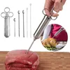 Meat Poultry Tools Stainless Steel Marinade Injector Kit Food Grade Grill Turkey BBQ Seasoning Sauce Flavor Needle Cooking Syringe Accessory 231204