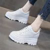 Height Increasing Shoes Autumn Women Genuine Leather Shoes Platform Wedge Sneakers Chunky Shoes Hidden Heel 8CM White Beige Women Casual Shoes Spring 231204