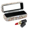 Sacs à cosmétiques dames portables voyage à domicile étui à rouge à lèvres quotidien avec miroir brillant strass support de rangement universel maquillage luxueux