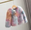 Kurtki dla dzieci dziewczęta faux futra kurtka zimowa mozaika płaszcza polarowa o eleganckie ubrania mody gęste tz352 231204