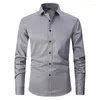 Męskie koszule zwykłe Pri Social Shirt Slim Business Dress Męski długi rękaw formalne eleganckie bluzki tops man marki ubrania