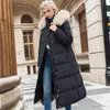 Women's Jackets Cotton Coat Long Parka Coat Thick Jacket Women 2023 Fur Autumn Winter Warm Coats Woven Block Trend Hooded White Black Parkas T231204