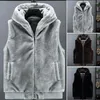 Men's Vests Soft Stretchy Vest Winter With Faux Fur Hood Zipper Closure Plush Sleeveless Coat Pockets Plus Size For Cold