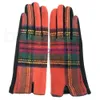 Woolowa kratowa moda ciepłe rękawiczki dla damskich rękawiczek jesień zimowe kratę ciepłe rękawiczki 7styles klasyczne podobieństwo marki