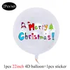 Fournitures de fête 1 ensemble de ballons ronds rouges 4D en aluminium avec joyeux autocollants personnalisés pour les décorations de l'année de noël 2024