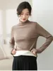 Women's T Shirts Winter Modal Pullover Tops Women Casual Slim Thicken Fleece Lined Tshirt Korean Half Turtleneck Lambwool Fluff Tee Warm