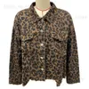 Jaquetas femininas 2023 outono mulheres vintage denim jaqueta sexy leopardo impressão manga longa casaco feminino jean jaqueta solta rua wear t231204