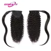 Syntetyczne peruki Afro Kinky Curly Human Hair Ponytail dla czarnych kobiet Brazylijskie ludzkie włosy klip w ogonie koni Naturalne ludzkie włosy 231204