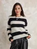 Women's Sweaters Womens Fall Winter Fashion Hollow Cable Knit Sweater Soft Long Sleeve Crew Neck Striped Pullover
