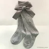 Chaussettes pour enfants Nouveaux bambins filles chaussettes en coton gros arcs genou haut longs doux enfants princesse chaussettes dénudées enfants chaussettes école de haute qualité