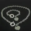 925 Silver Love Necklace Bracelet Set Wedding Statement Jewelry Heart Pendant Necklaces Bangle Sets 2 In 12759