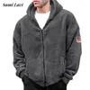 Sudaderas con capucha para hombre 2023 Otoño Invierno abrigos de lana para hombre Sudadera con capucha con cremallera manga larga chaquetas de lana peludas sueltas ropa informal para hombre