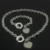 Regalo di Natale Set di braccialetti con collana d'amore in argento 925 Set di gioielli con dichiarazione di nozze Collane con ciondolo a cuore Set di braccialetti 2 in 1270R