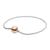 Bracciale rigido in argento sterling 100% 925 con chiusura a sfera rosa COLLEZIONE ESSENCE Bracciale con catena a forma di serpente con perline, adatto alla moda, gioielli fai da te alla moda 231204