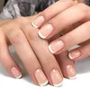 False Nails VitagWXエレガントなフレンチフルカバーネイルチップ再利用可能なスティック装飾シンプル24 PCS偽セット