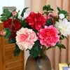 Flores decorativas, ramo de peonías artificiales, flores falsas, plantas de boda, decoración navideña para el hogar