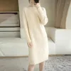 Sukienki swobodne jesienne zima ciepłe koreańskie golf proste sweter kobiety Kolan Kolan-Długość Dolna rękaw