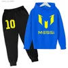 Bekleidungssets Argentinischer Fußball-Superstar Messi Nr. 10 Kindermode Hoodie Lange Hosen Set Kinderbekleidung Frühling und Herbst SportsWE T231204