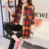 Bluzki damskie Plaid Shirt z długim rękawem Koreańska moda elegancka i młodzieżowa koszule kobiet